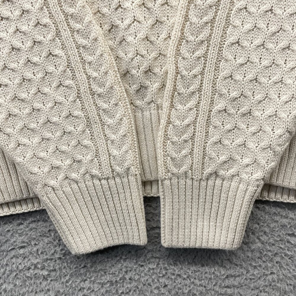 NWT Nike Life Mens Cable Knit Turtleneck Sweater Off White Chunky Relaxed Large - Picture 10 of 11